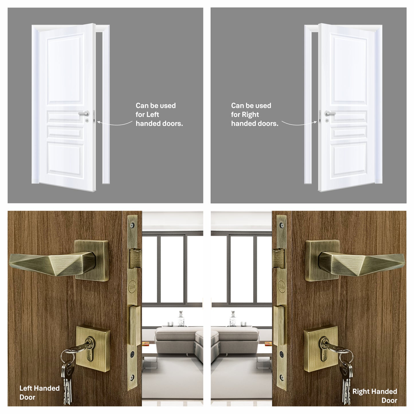 SM-01-01-02 Yale SM series Mortise Lock Comboset with Rose and Escutcheons, Cylinder with Knob inside and keys Outside, AB Finish