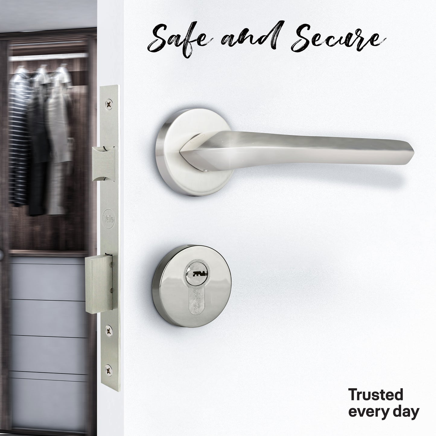 YPBL-808-Solid Brass Premium Lever Handle, Satin Steel