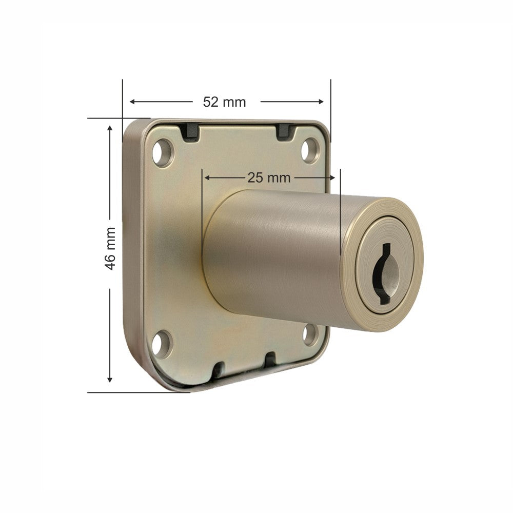 Yale Drawer Lock DRW Series 25mm | Stainless-steel Lock with Dimple Key | Reversible Keys | Nickel-plated bolt | Installed in Cupboards, Wardrobes & Wooden Furniture | Satin Steel Finish