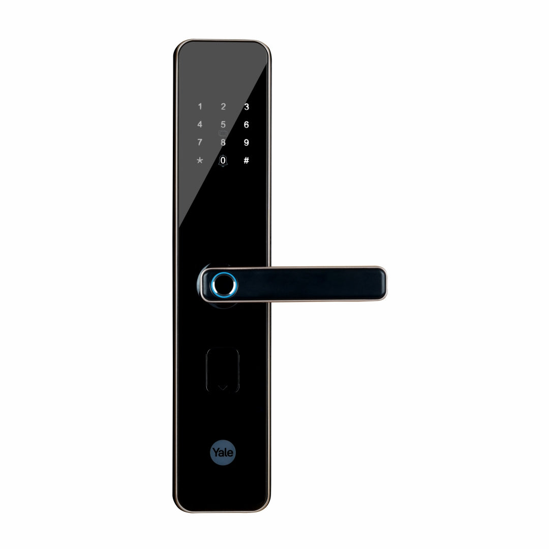 YDME 200 NxT Digital Door Lock with fingerprint, PIN, Manual Keys, RFID Card - Gold
