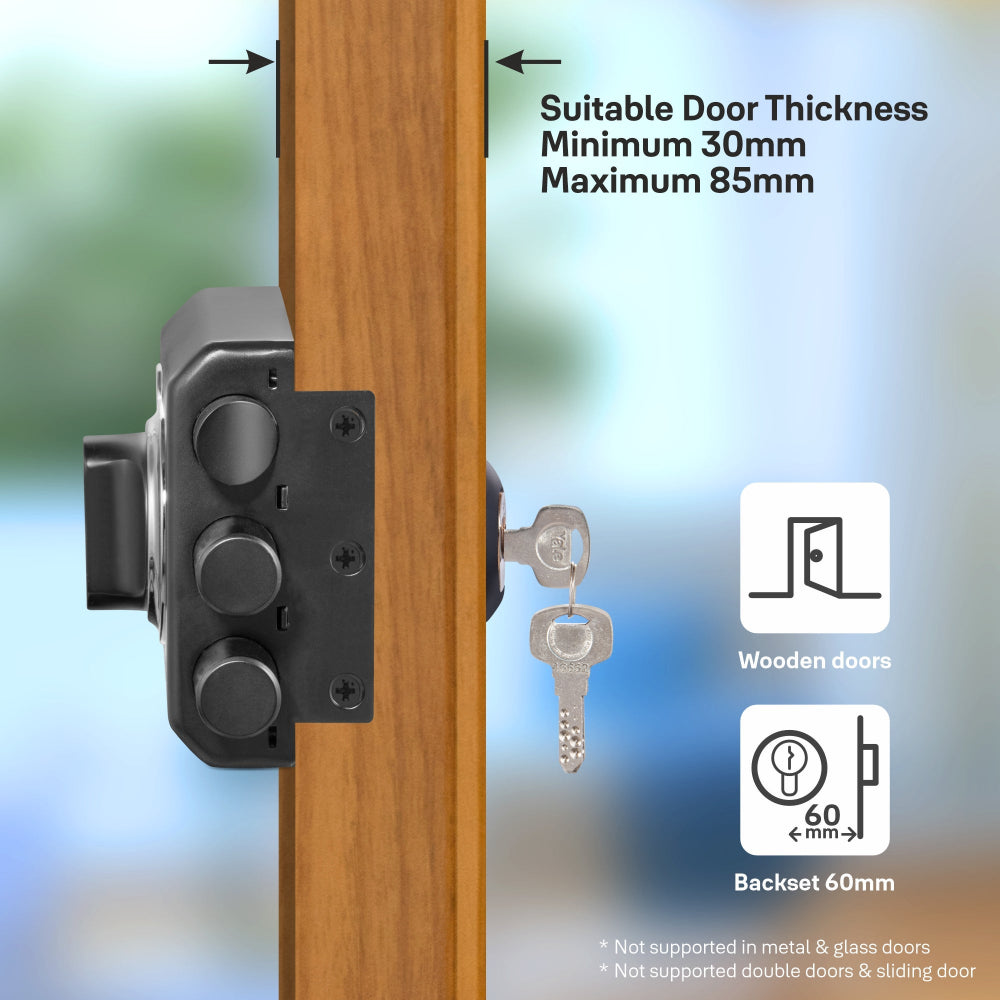 Yale Kratos RIM lock for main doors in black matt