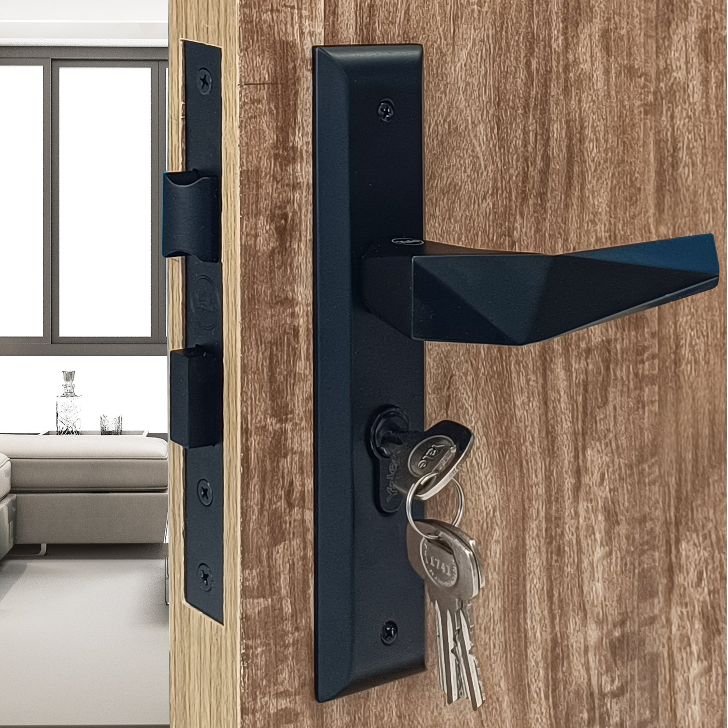 Yale Main door lock and handle set Black finish