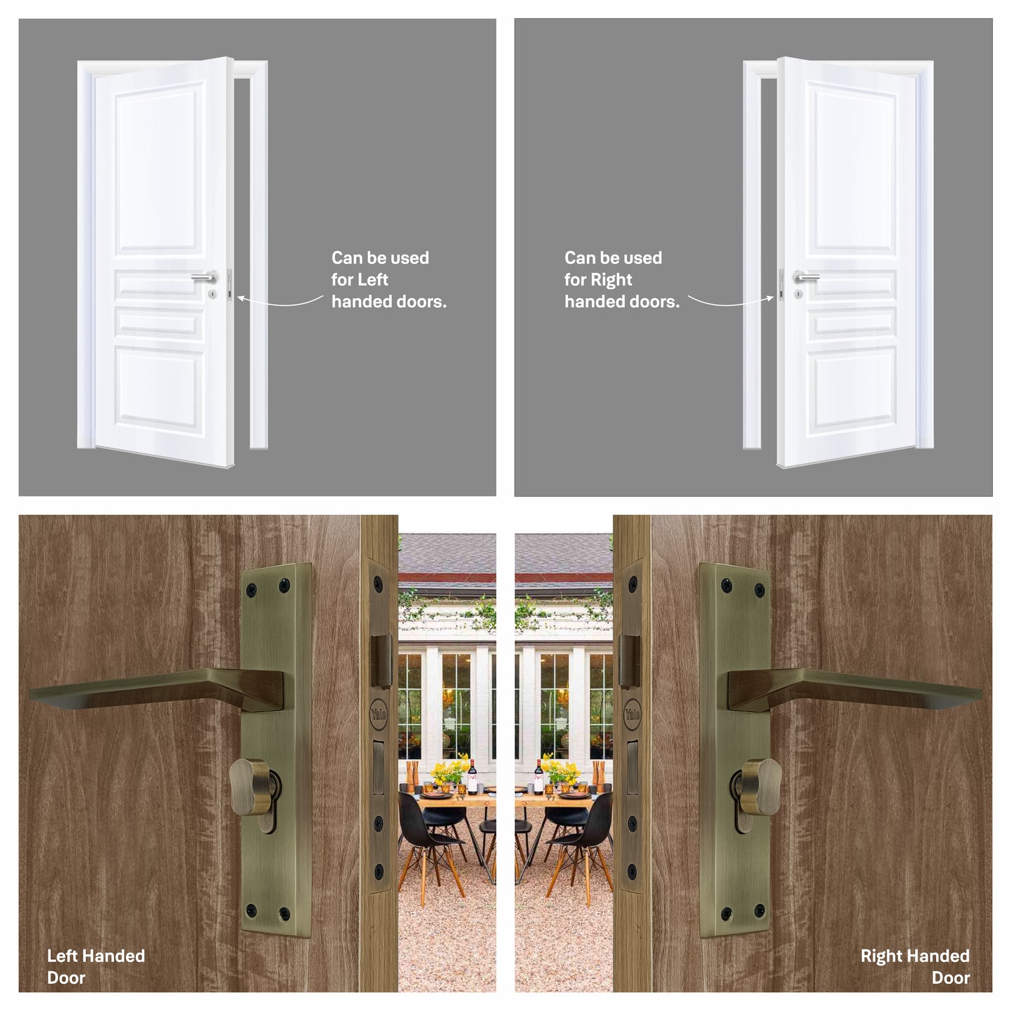 SM-03-02-02 Yale SM series Mortise Lock Comboset with backplated Handle, Cylinder with Knob inside and keys Outside, Antique Brass
