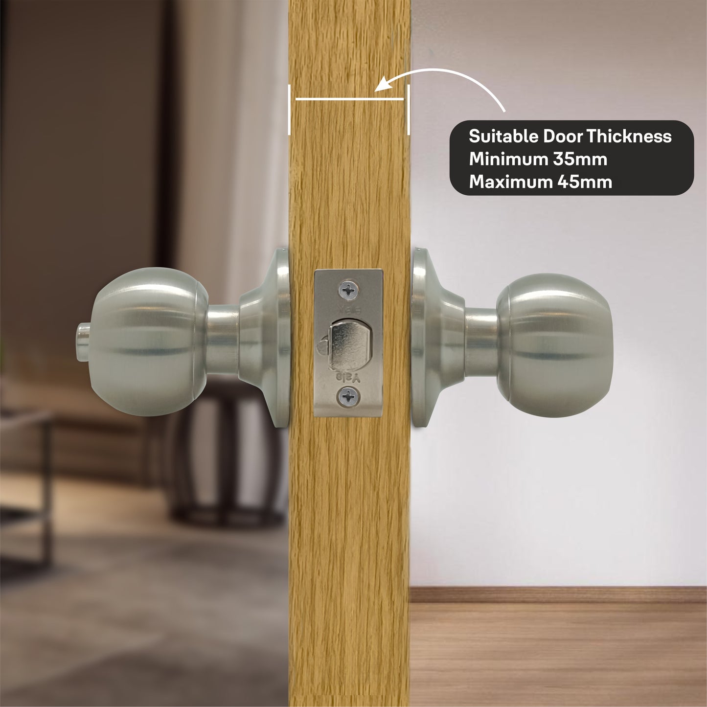 Cylindrical knob lockset for doors