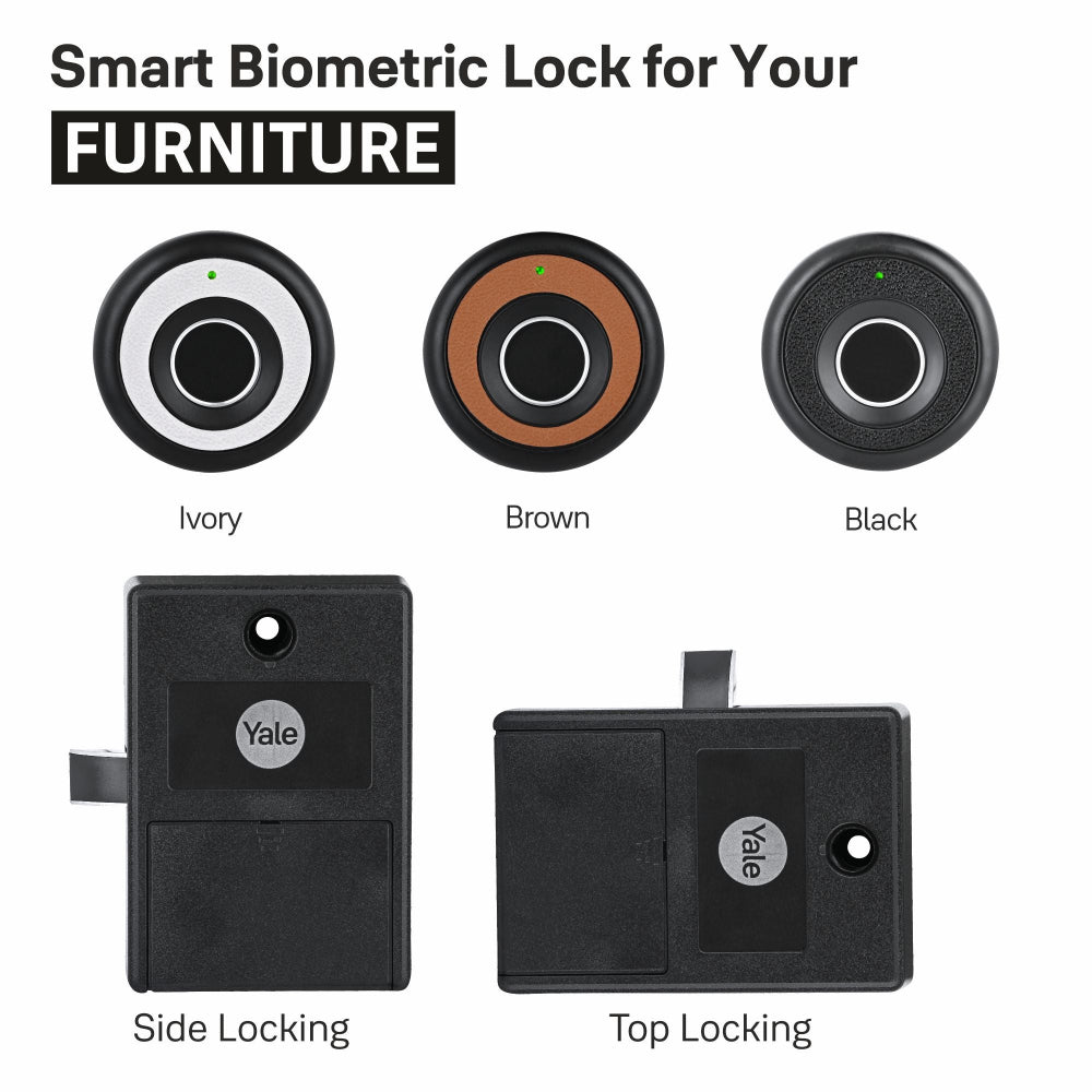 Yale Digital fingerprint cabinet lock available in ivory brown and black