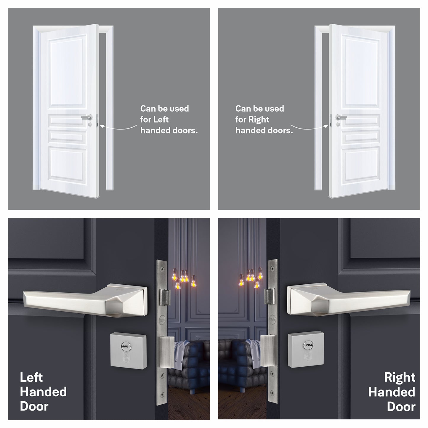YMEL 704-SS Yale Mortise Lock Comboset with Rose and Escutcheons, Key Cylinder with Knob inside and keys Outside, SS Finish