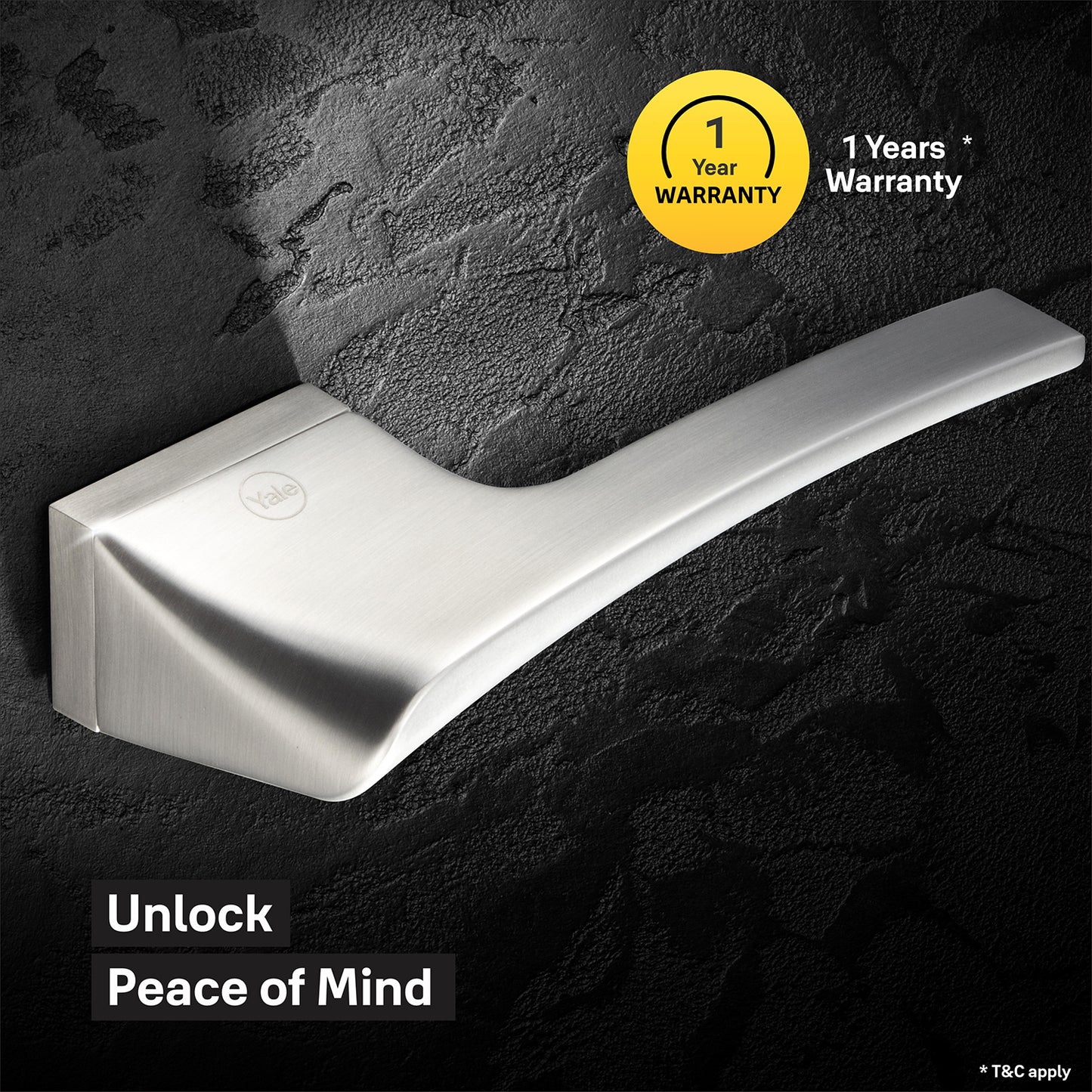 YMEL 702-SS Yale Mortise Lock and handle Comboset with Rose and Escutcheons, Key Cylinder with Knob inside and keys Outside, SS Finish