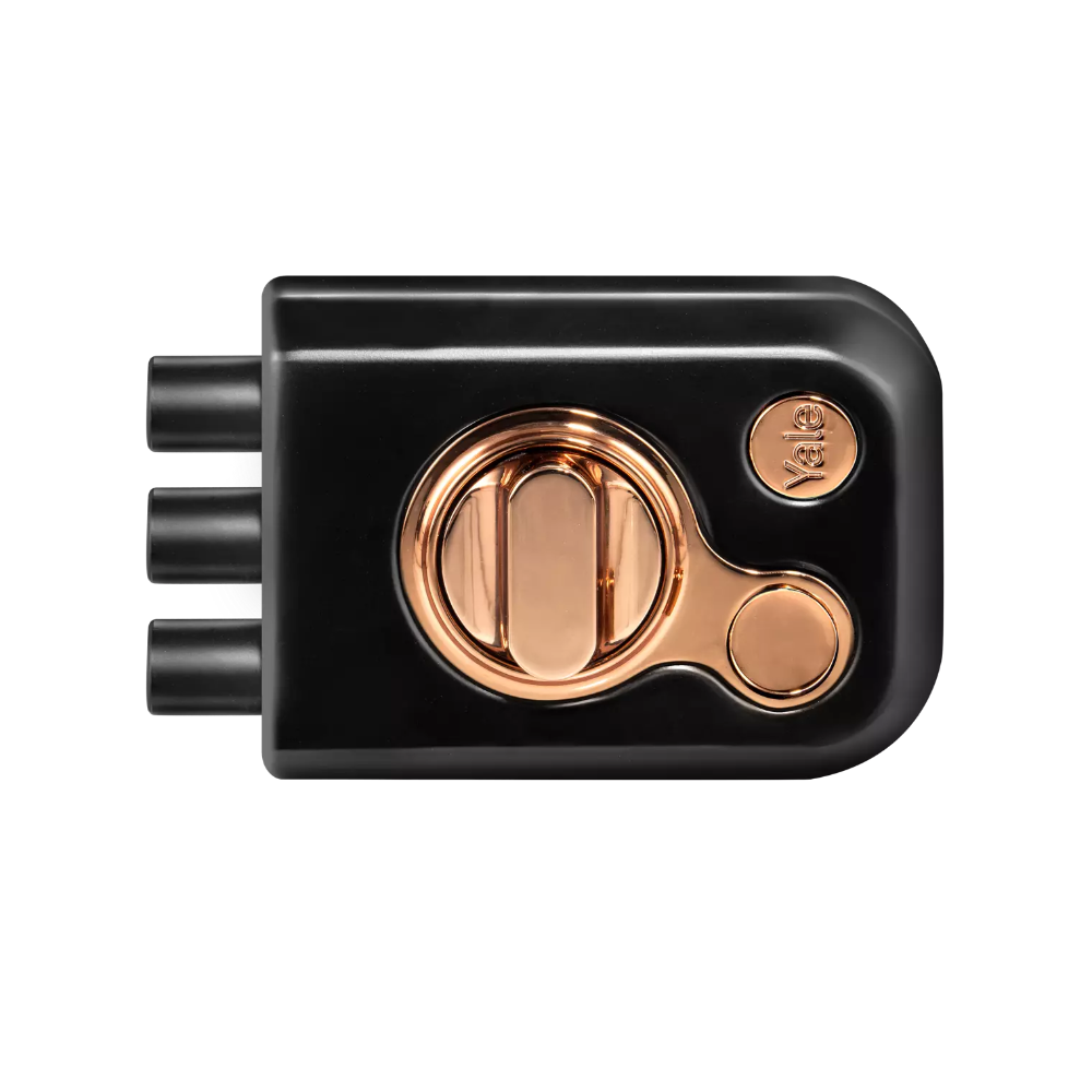 Yale Kratos™ RIM Lock for main doors in black matt and rose gold