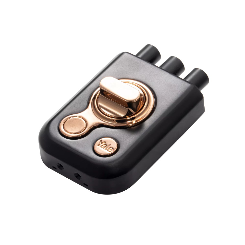 Yale Kratos™ RIM Lock for main doors in black matt and rose gold