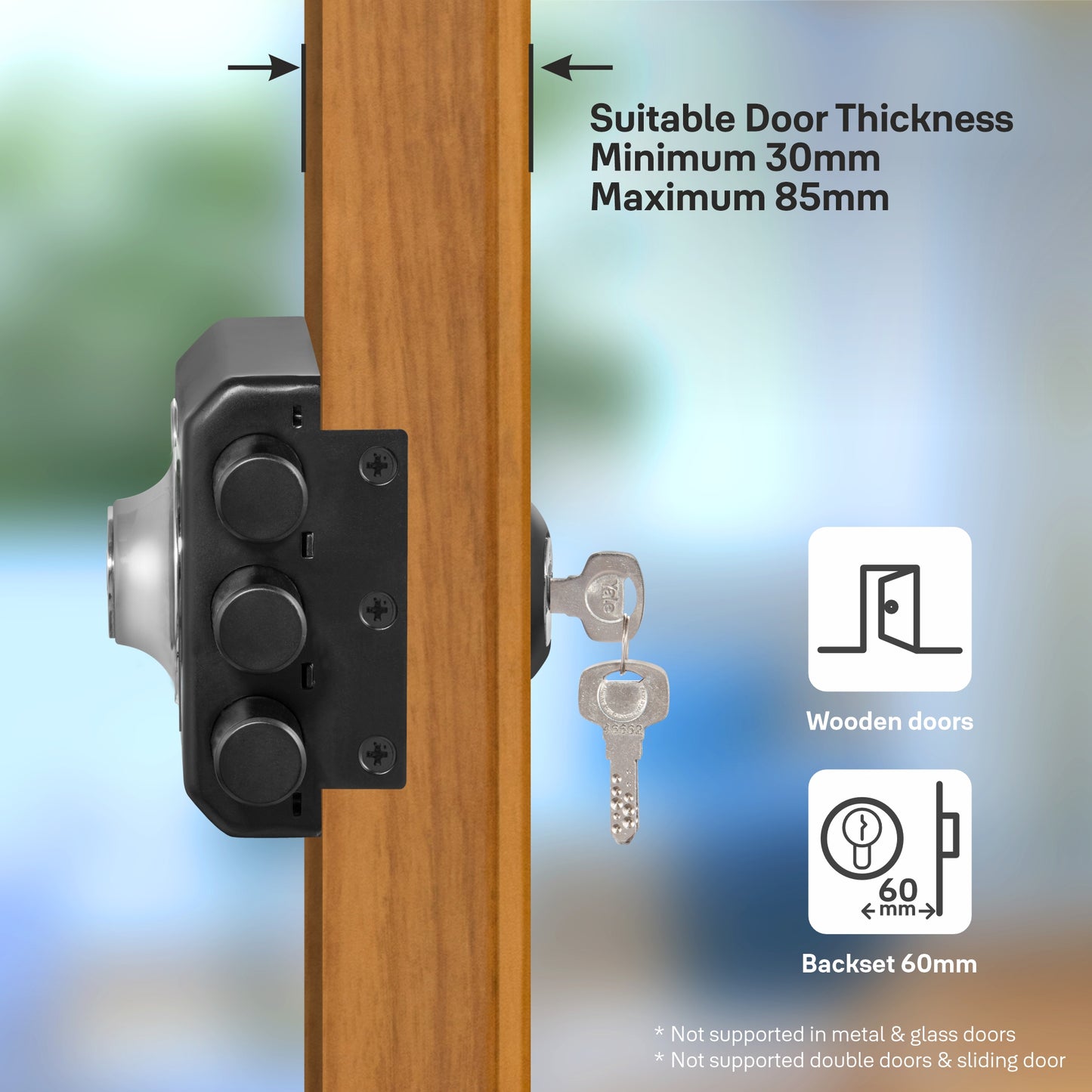 Yale Kratos™ RIM Lock for main door in Black Matt