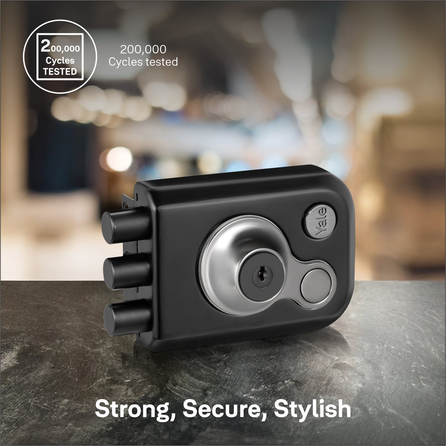 Yale Kratos™ RIM Lock for main door in Black Matt