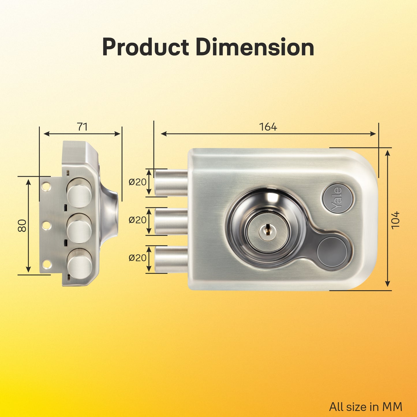 Yale Kratos RIM Locks for main door tribolt with dimple key