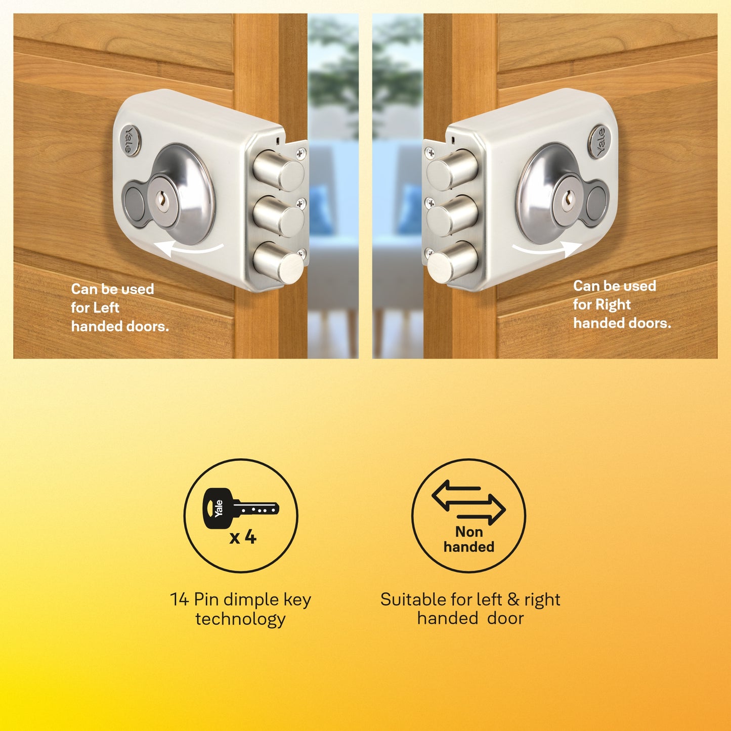 Yale Kratos RIM Locks for main door tribolt with dimple key