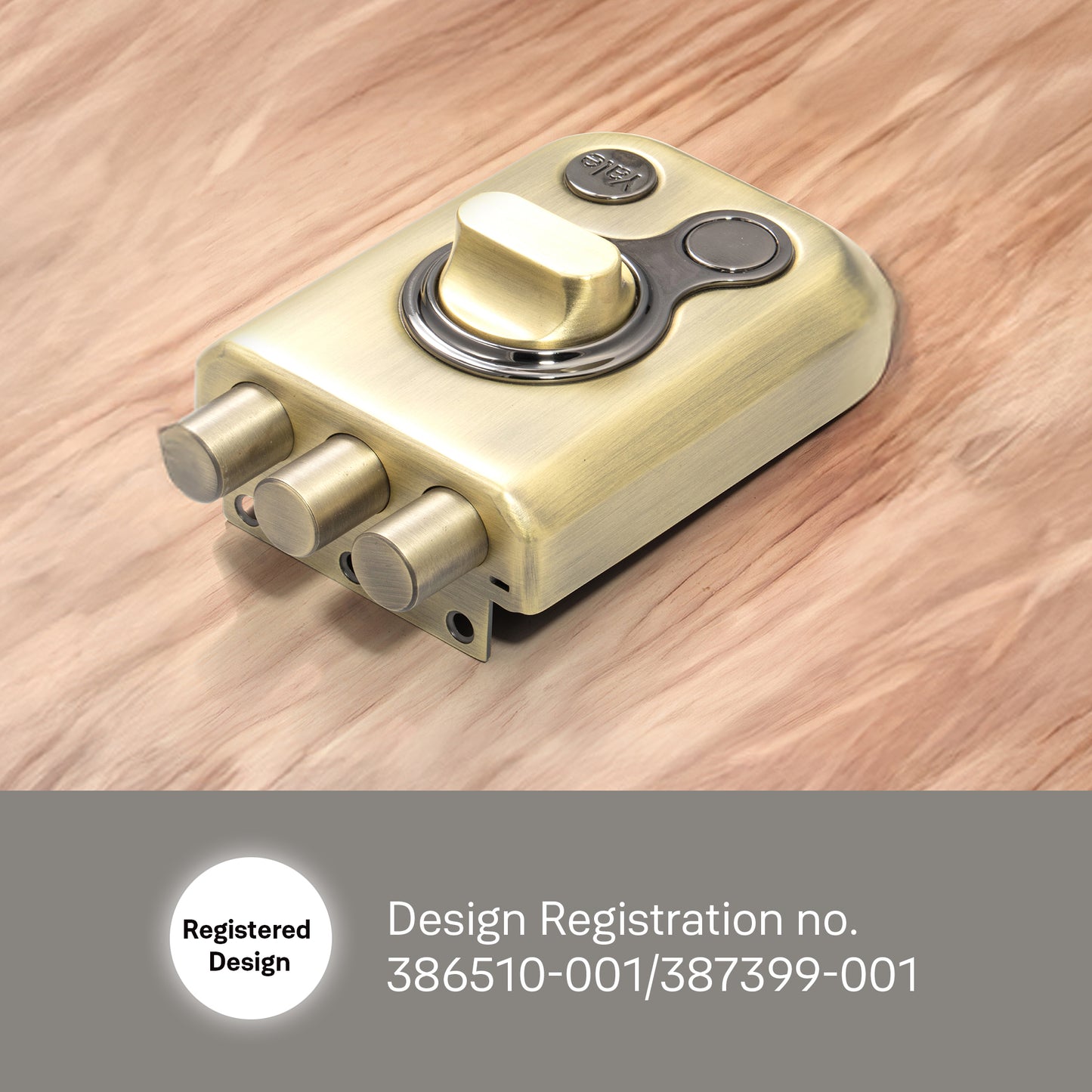 KRT-3B-TT-ABM/BN Yale Kratos™ RIM lock – Tribolt, 3 Deadbolts, Thumbturn, 4 Dimple Keys (Antique Brass Matt and Black)