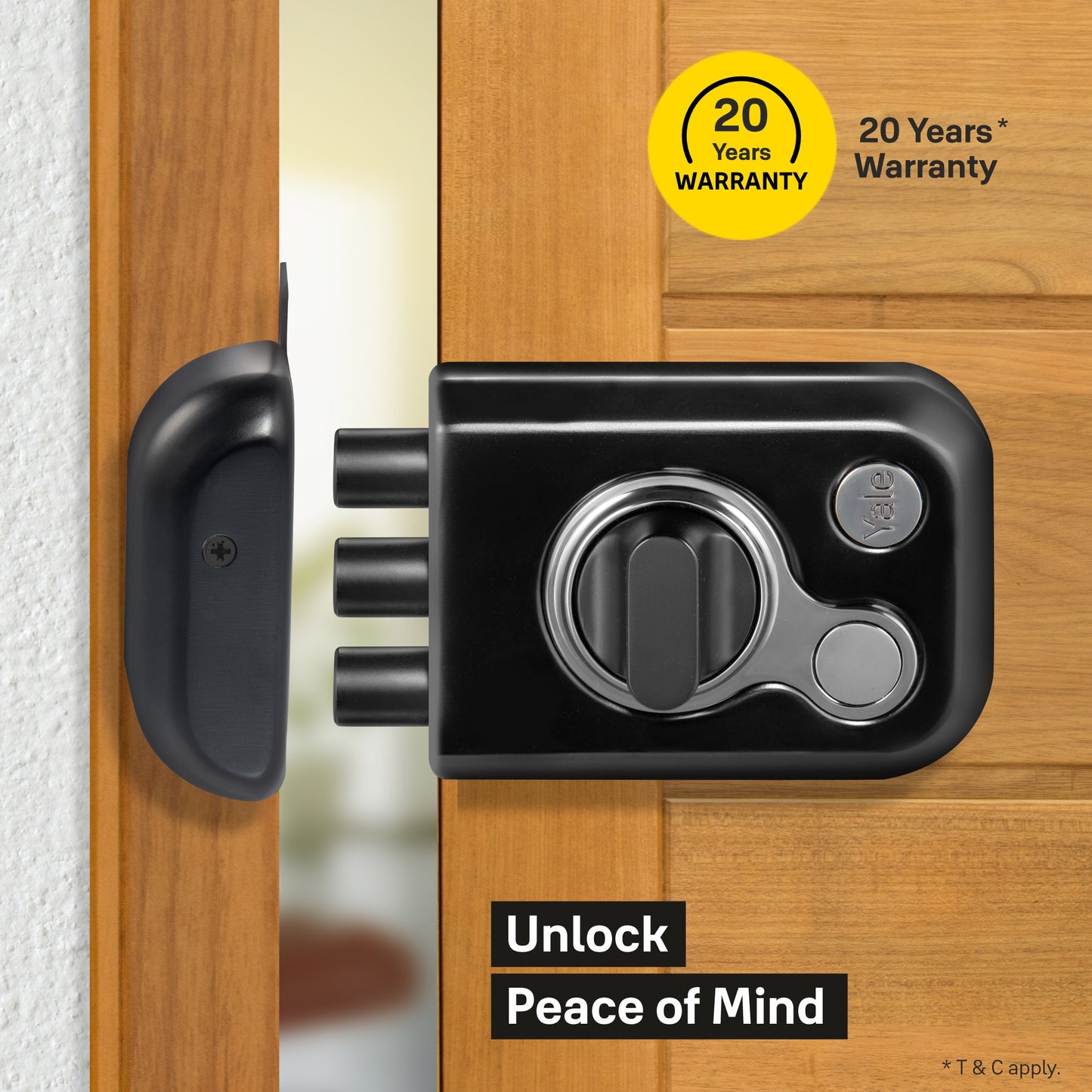 Yale Katros Rimlock KRT-3B-TT-BM/BN – Tribolt, 3 Deadbolts, Thumbturn, 4 Dimple Keys (Black Matt and Black Nickel)