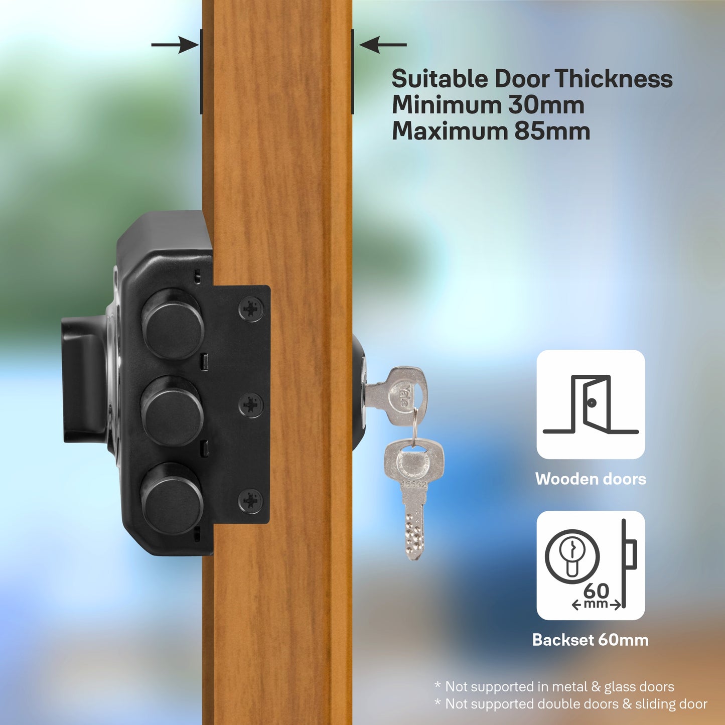 Yale Katros Rimlock KRT-3B-TT-BM/BN – Tribolt, 3 Deadbolts, Thumbturn, 4 Dimple Keys (Black Matt and Black Nickel)