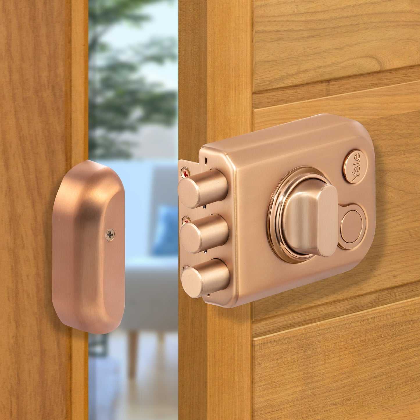 Yale KRT – Tribolt, 3 Deadbolts, Thumbturn, 4 Dimple Keys (Rose Gold Matt and Rose Gold), model KRT-3B-TT-RGM/RG
