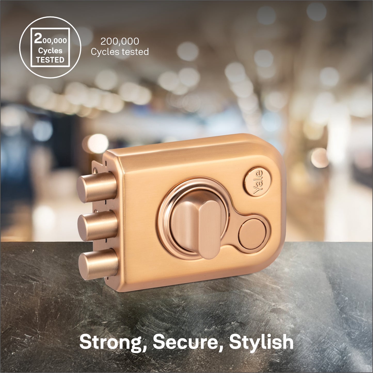 Yale KRT – Tribolt, 3 Deadbolts, Thumbturn, 4 Dimple Keys (Rose Gold Matt and Rose Gold), model KRT-3B-TT-RGM/RG