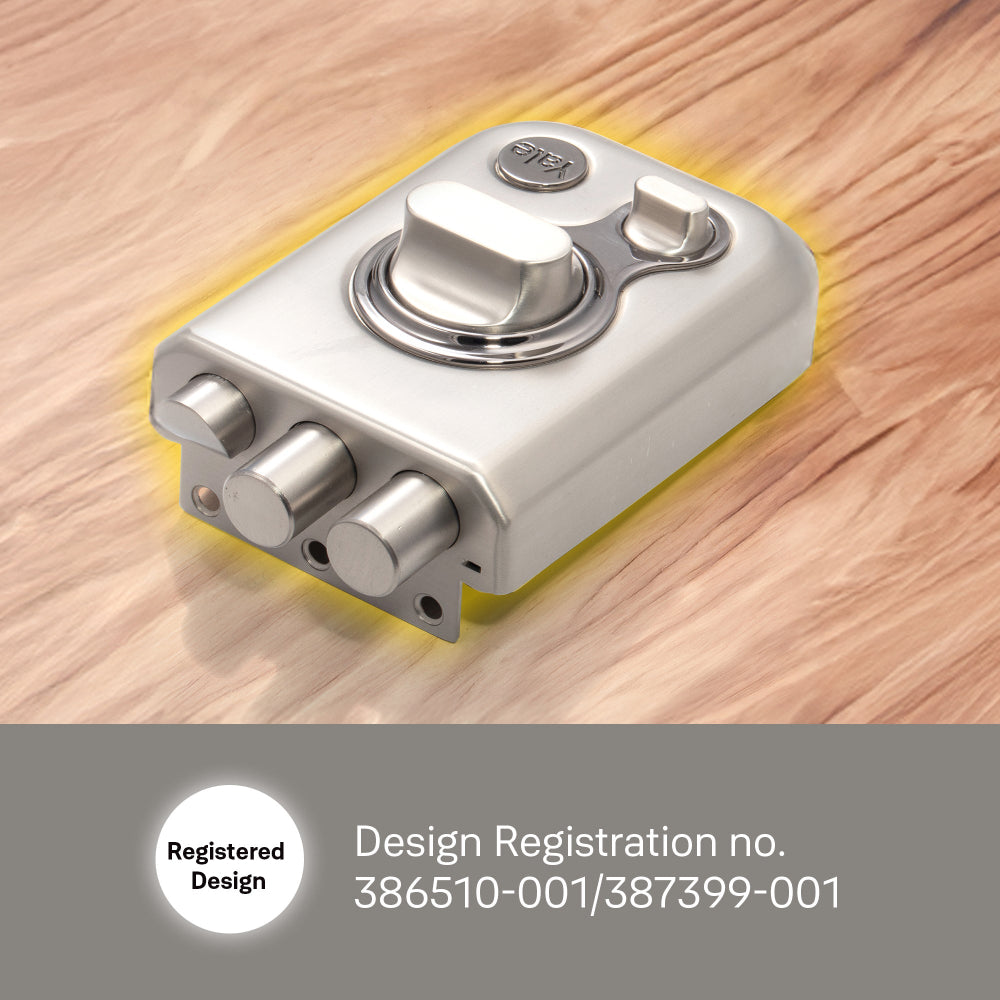 Yale Kratos RIM lock for main door with latch and two deadbolts and knob inside
