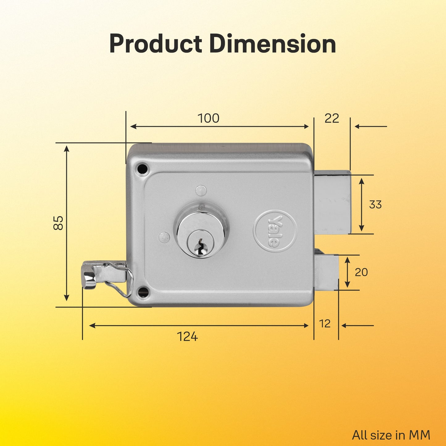 R300 RIM LOCK FOR MAIN DOOR WITH BOTH SIDES KEY OPTION