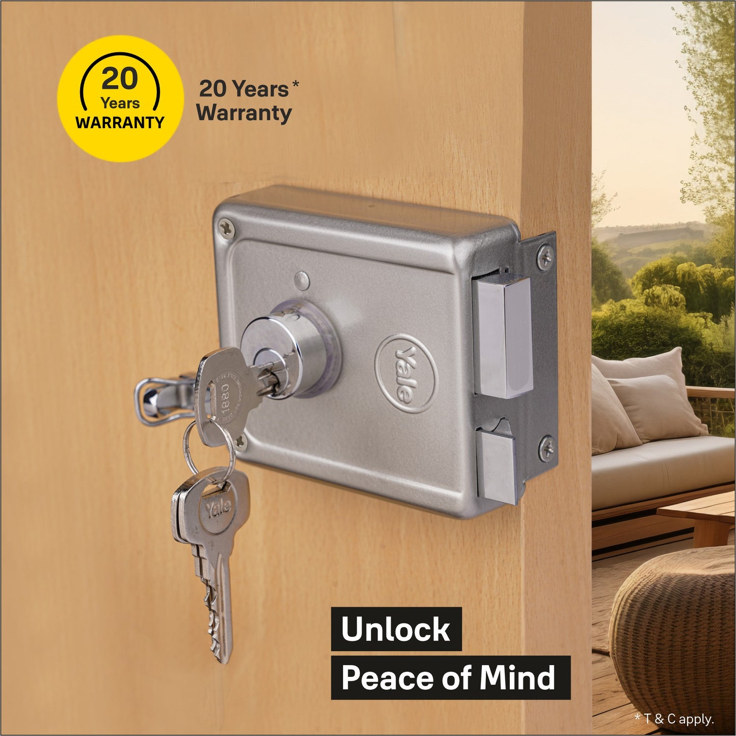 R300 RIM LOCK FOR MAIN DOOR WITH BOTH SIDES KEY OPTION