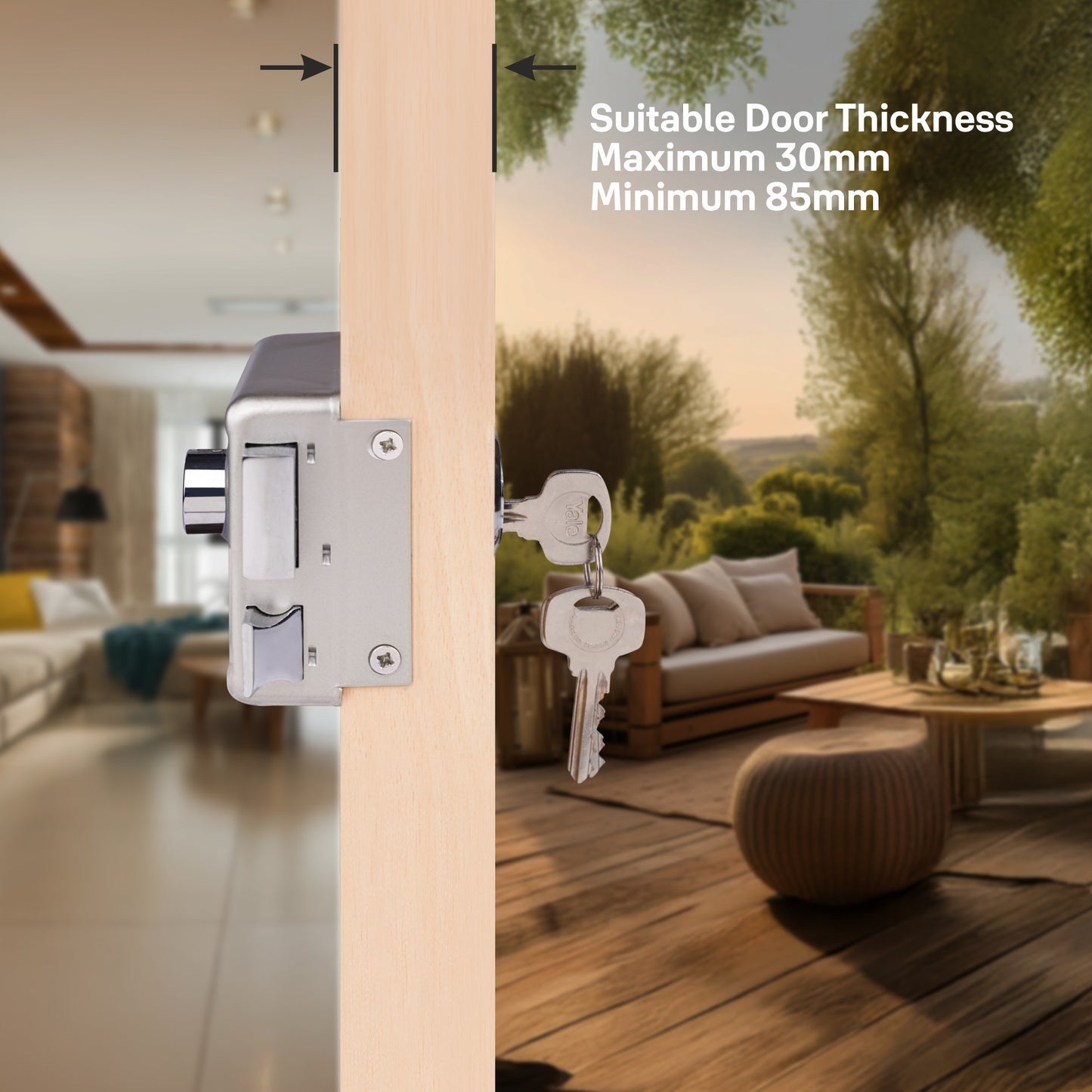 R300 RIM LOCK FOR MAIN DOOR WITH BOTH SIDES KEY OPTION