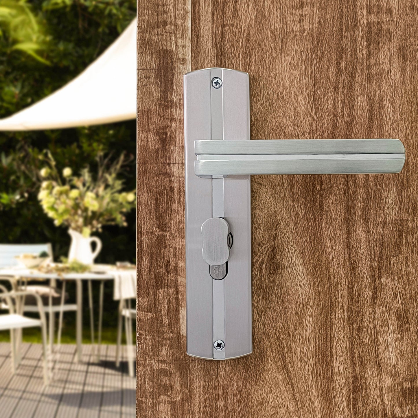 SM-02-02-01 Yale SM series Mortise Lock Comboset with backplated Handle, Cylinder with Knob inside and keys Outside, SS Finish