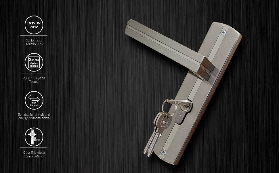 SM-02-02-01 Yale SM series Mortise Lock Comboset with backplated Handle, Cylinder with Knob inside and keys Outside, SS Finish