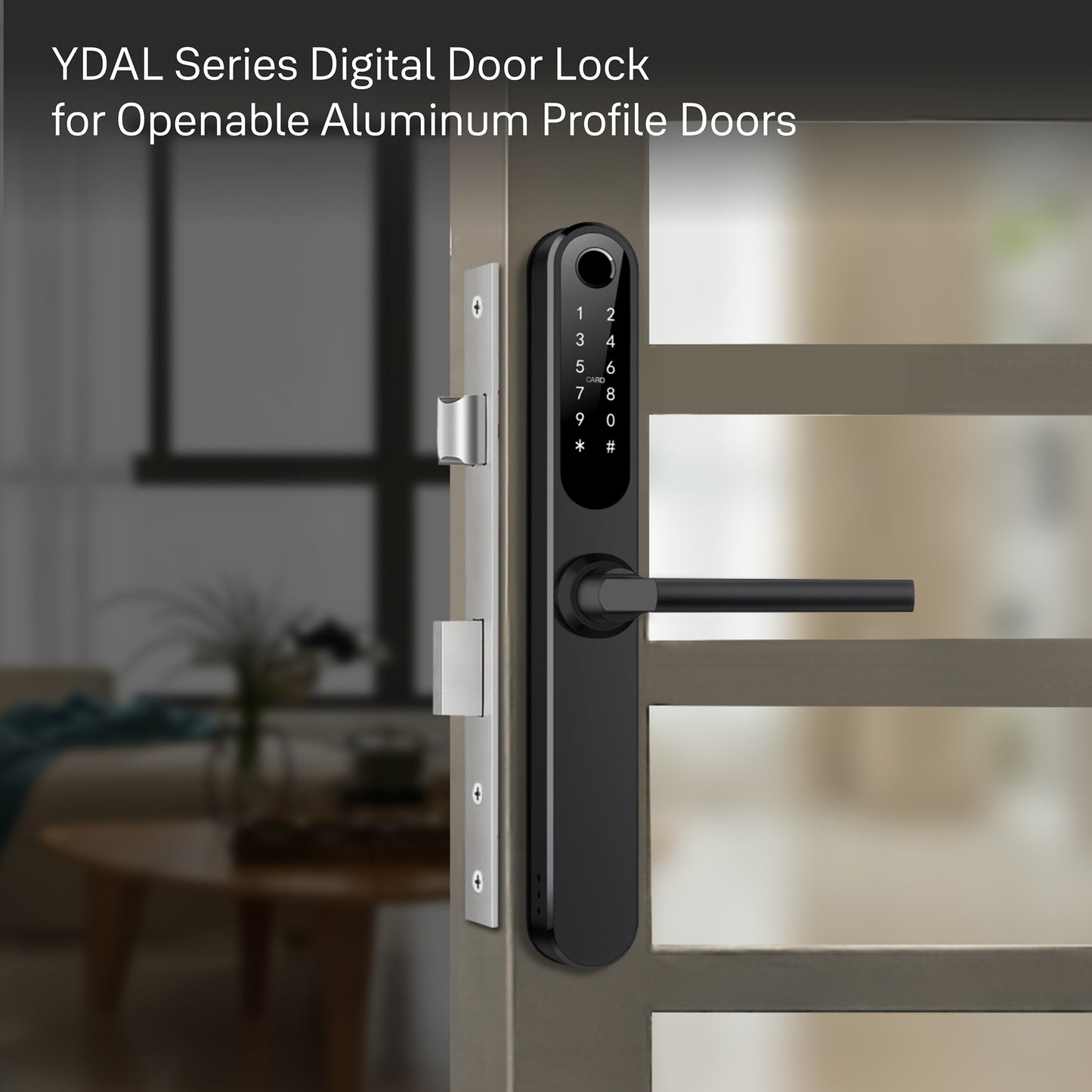 Yale YDAL-OD-BL Aluminium Profile Doors & Windows Digital Lock Suitable for Opening Door (Black)