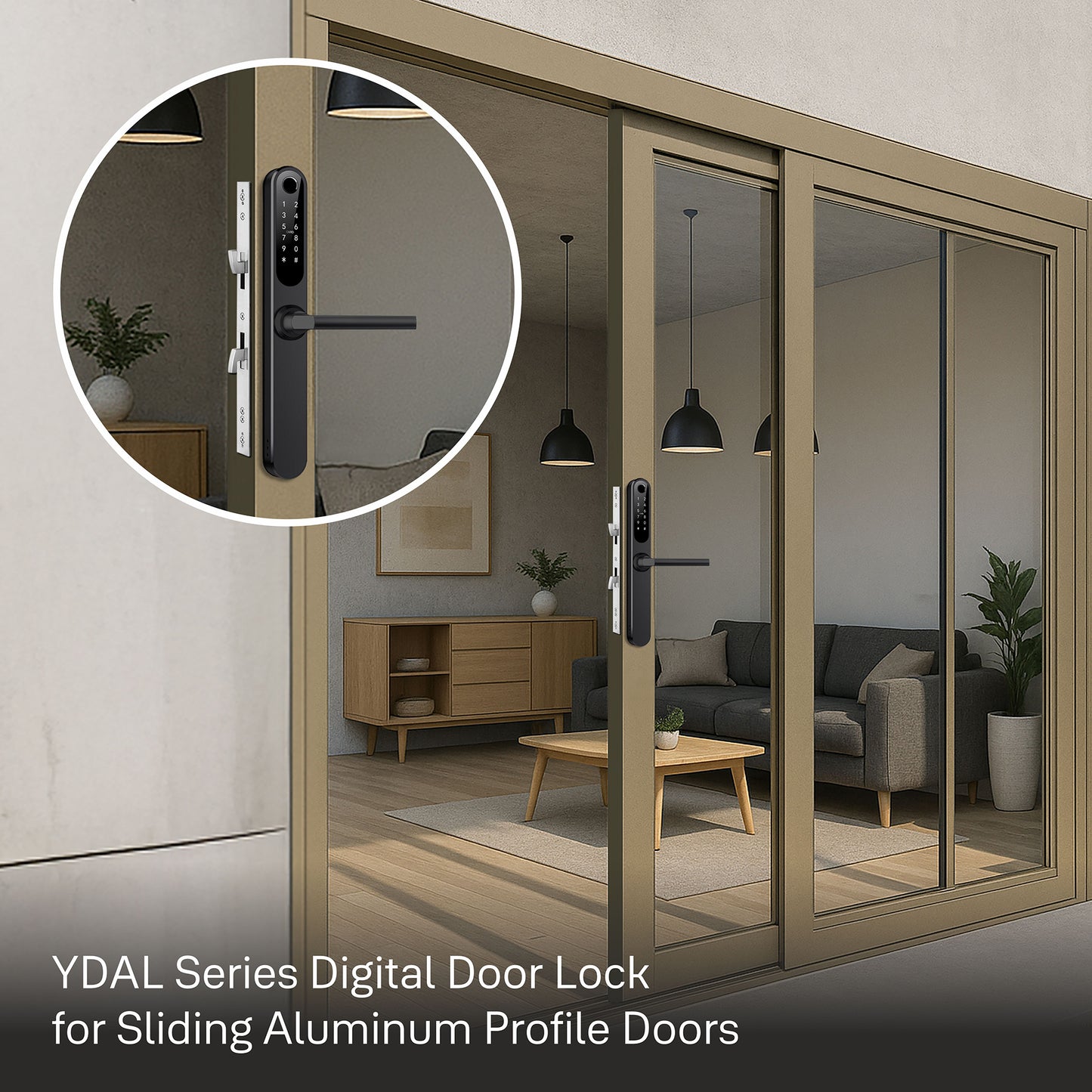 Yale YDAL-SD-BL Aluminium Profile Doors & Windows Digital Lock Suitable for Sliding Door (Black)