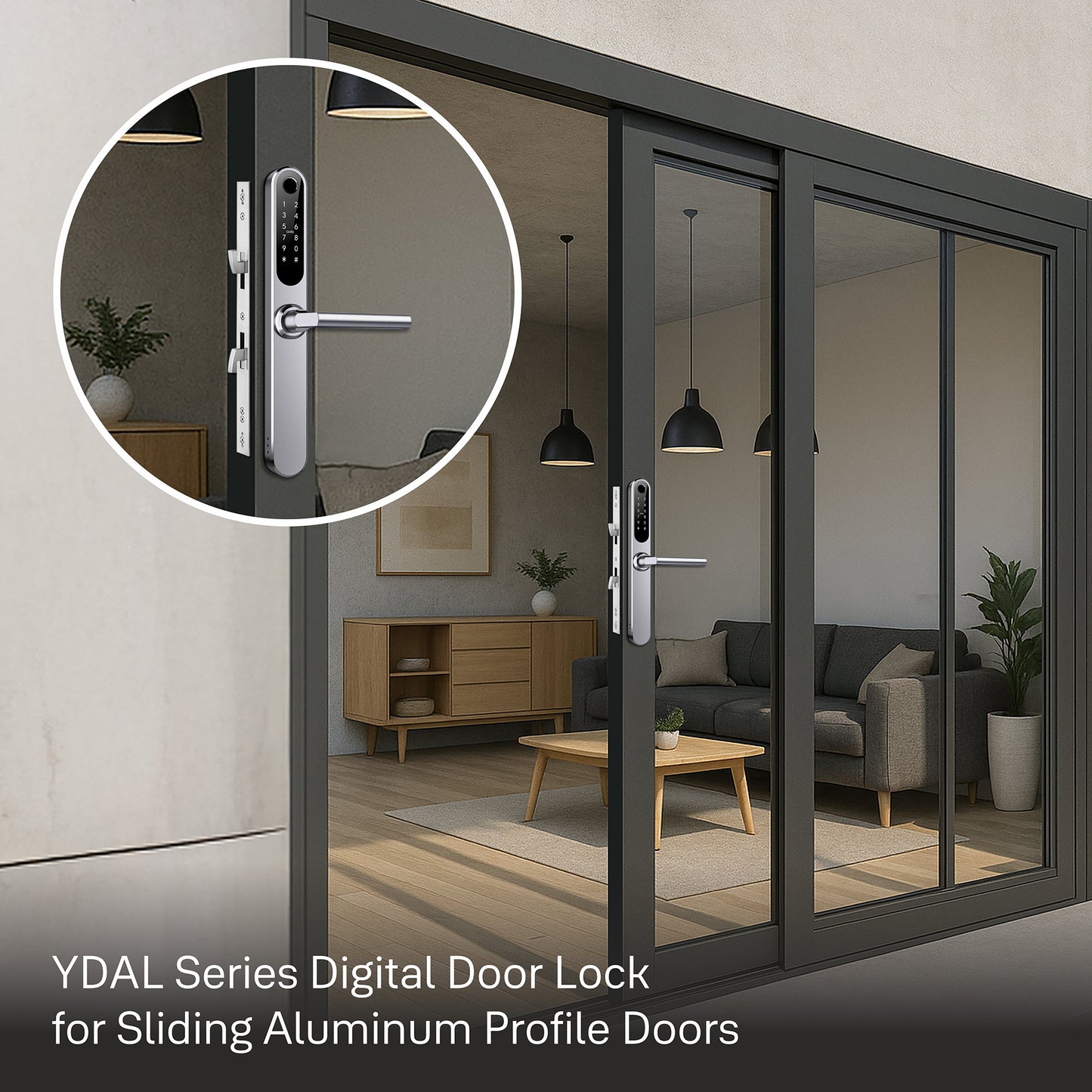 Yale YDAL-SD-SL Aluminium Profile Doors & Windows Digital fingerprint Lock, Suitable for Sliding Door (Silver)