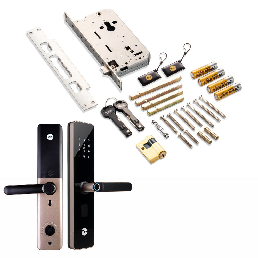 Yale YDME 100NXT digital lock inside the box all components