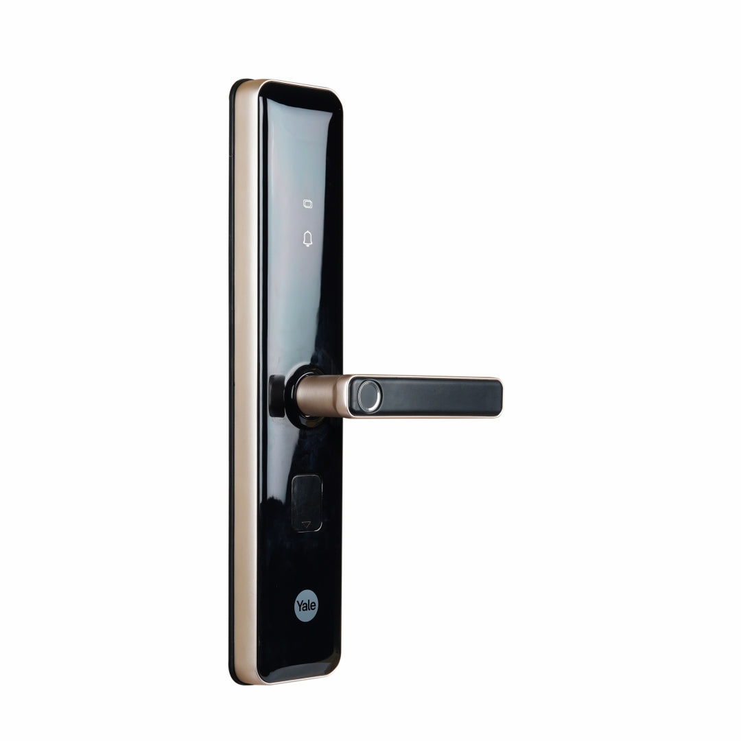 YDME 200 NxT Digital Door Lock with fingerprint, PIN, Manual Keys, RFID Card - Gold