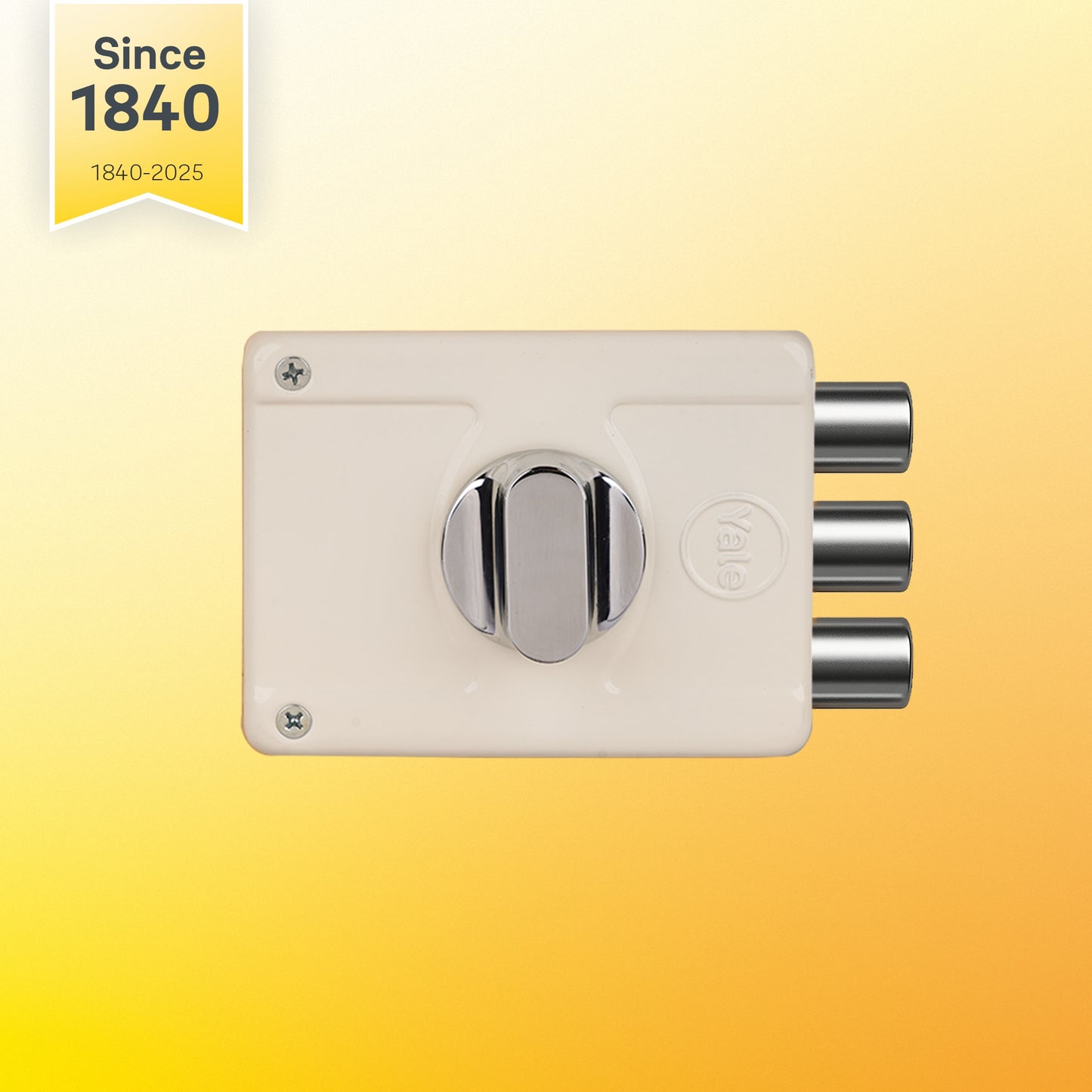 Yale Essential YE-MDL-3B-TT-DK-IN Rim Lock , 3 Deadbolts, Thumbturn, 4 Dimple Keys (Ivory)