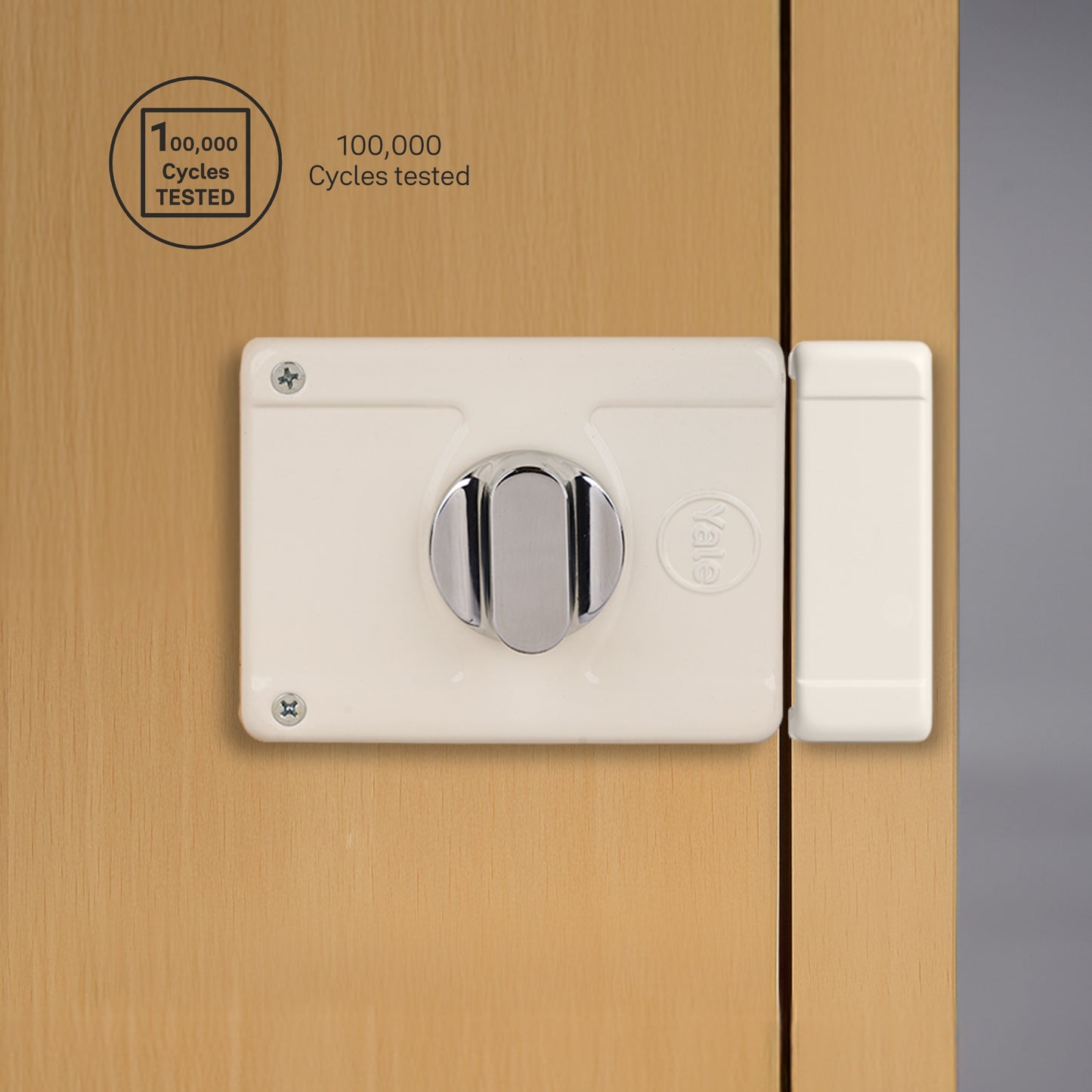 Yale Essential YE-MDL-3B-TT-DK-IN Rim Lock , 3 Deadbolts, Thumbturn, 4 Dimple Keys (Ivory)