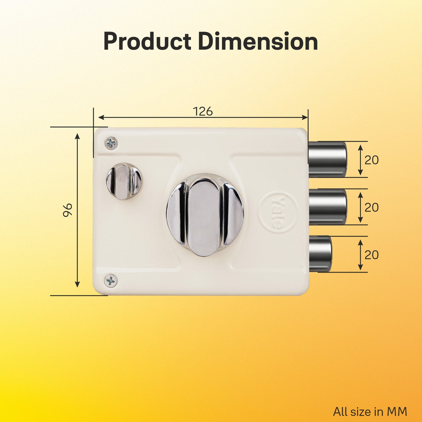Yale Essential YE-MDL-LB-TT-DK-IN Rim Lock , 2 Deadbolts and 1 Latch Bolt, Thumbturn, 4 Dimple Keys (Ivory)