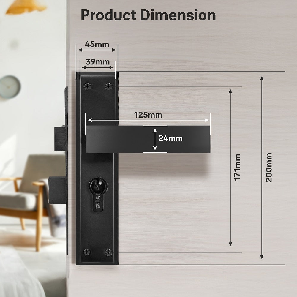 YECM Mortise Combo Door Handle and Lock Set