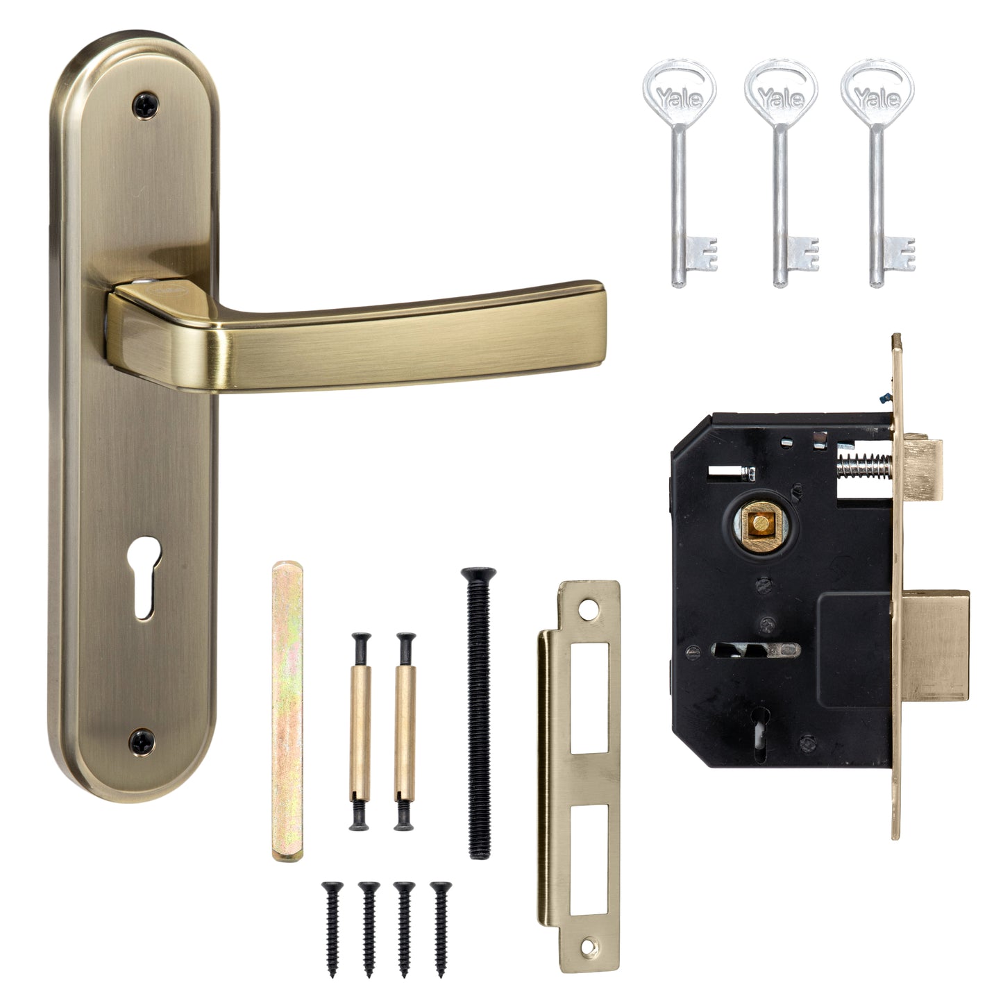 Yale Key in Lever mortise lock set with handle