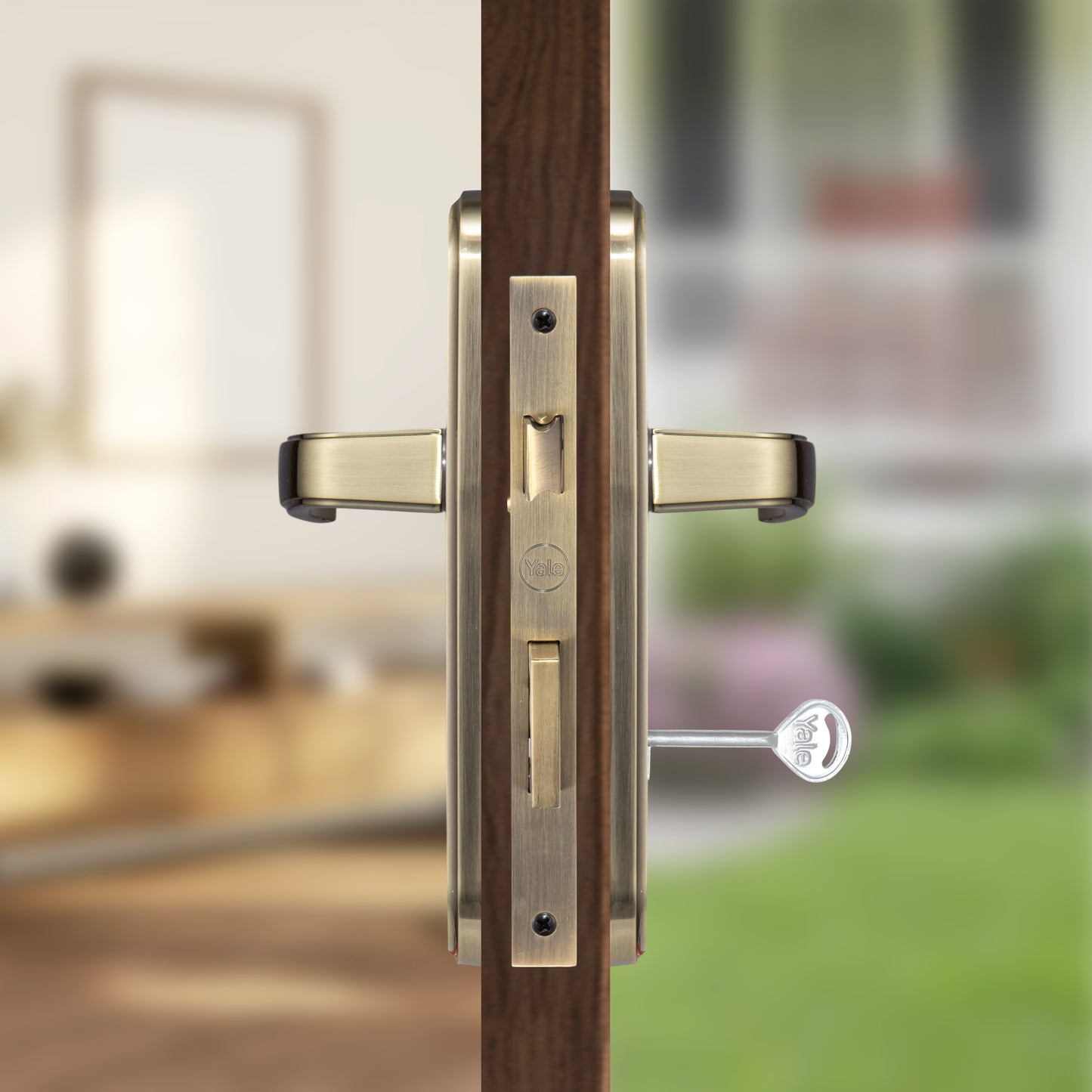 Yale Key in Lever mortise lock set with handle