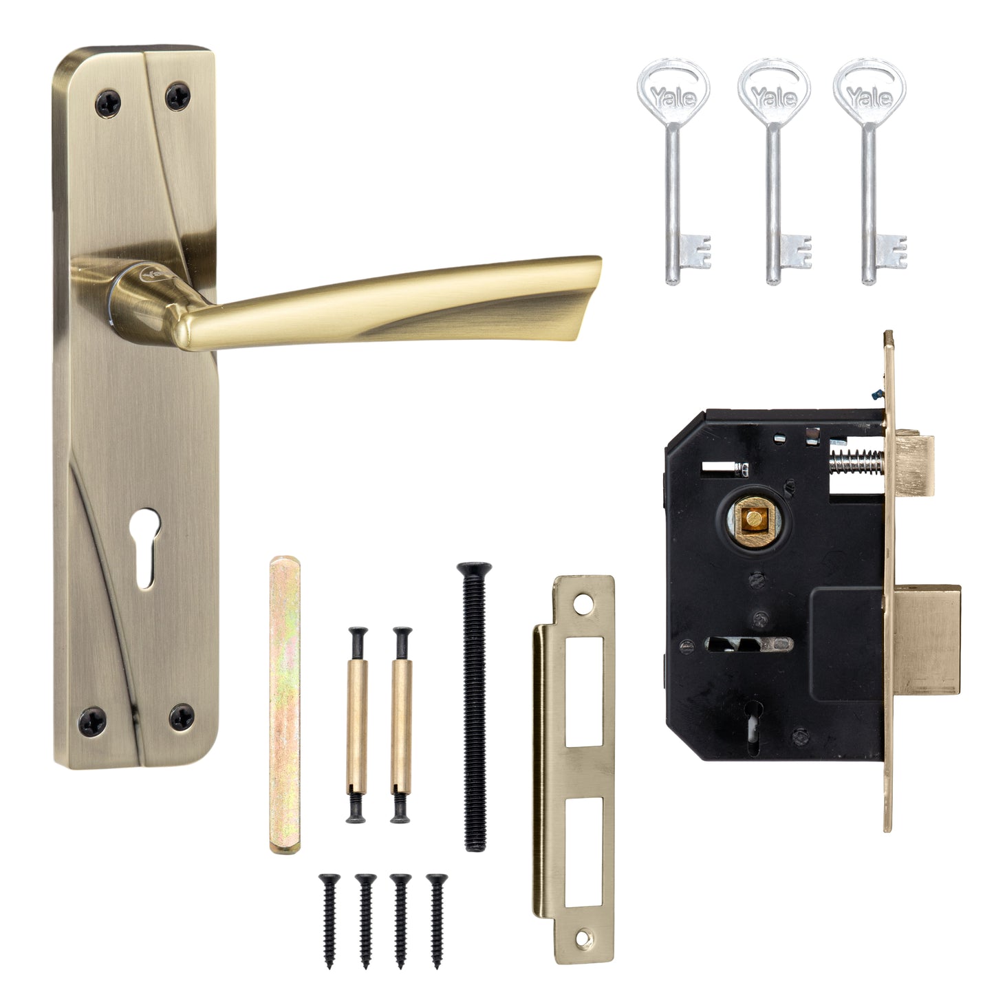 YECM-432-6L-AB Key-in-Lever Handle set with key-in lever double strike lockbody Antique Brass