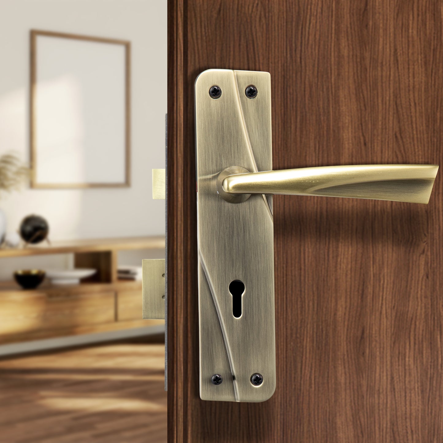 YECM-432-6L-AB Key-in-Lever Handle set with key-in lever double strike lockbody Antique Brass