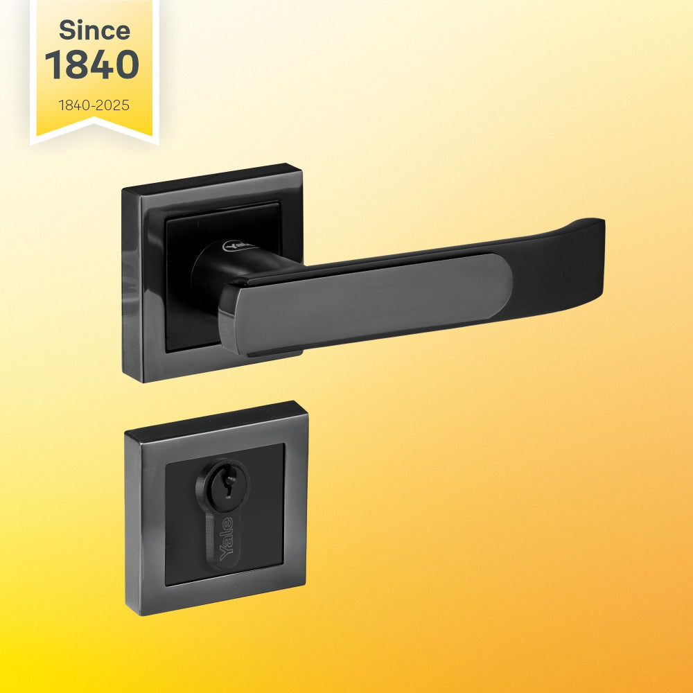 Yale YECM-603 mortise comboset with lock and handle in Black Matt