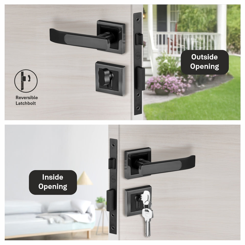 Yale YECM-603 mortise comboset with lock and handle in Black Matt