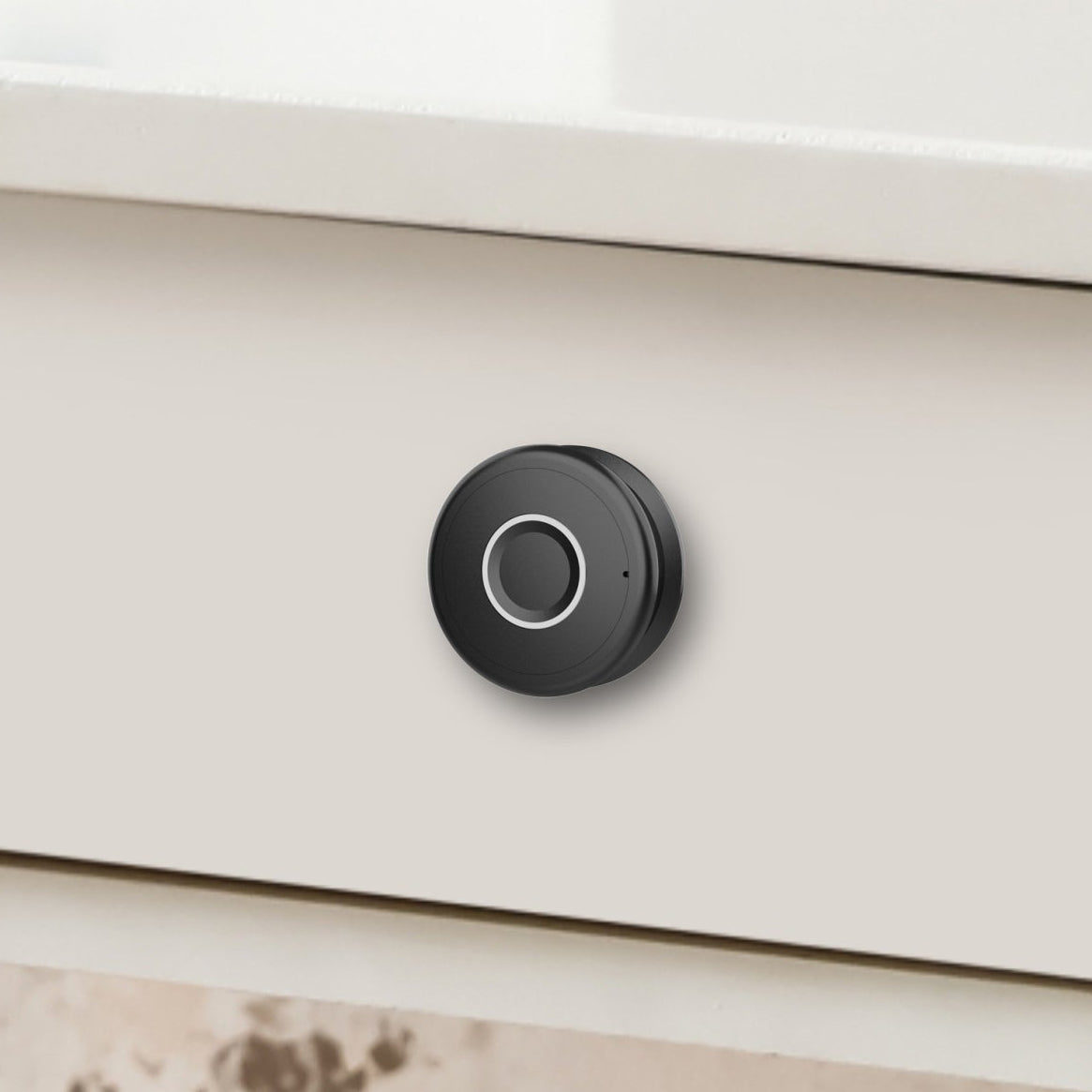 Premium digital fingerprint wardrobe lock in black on drawer