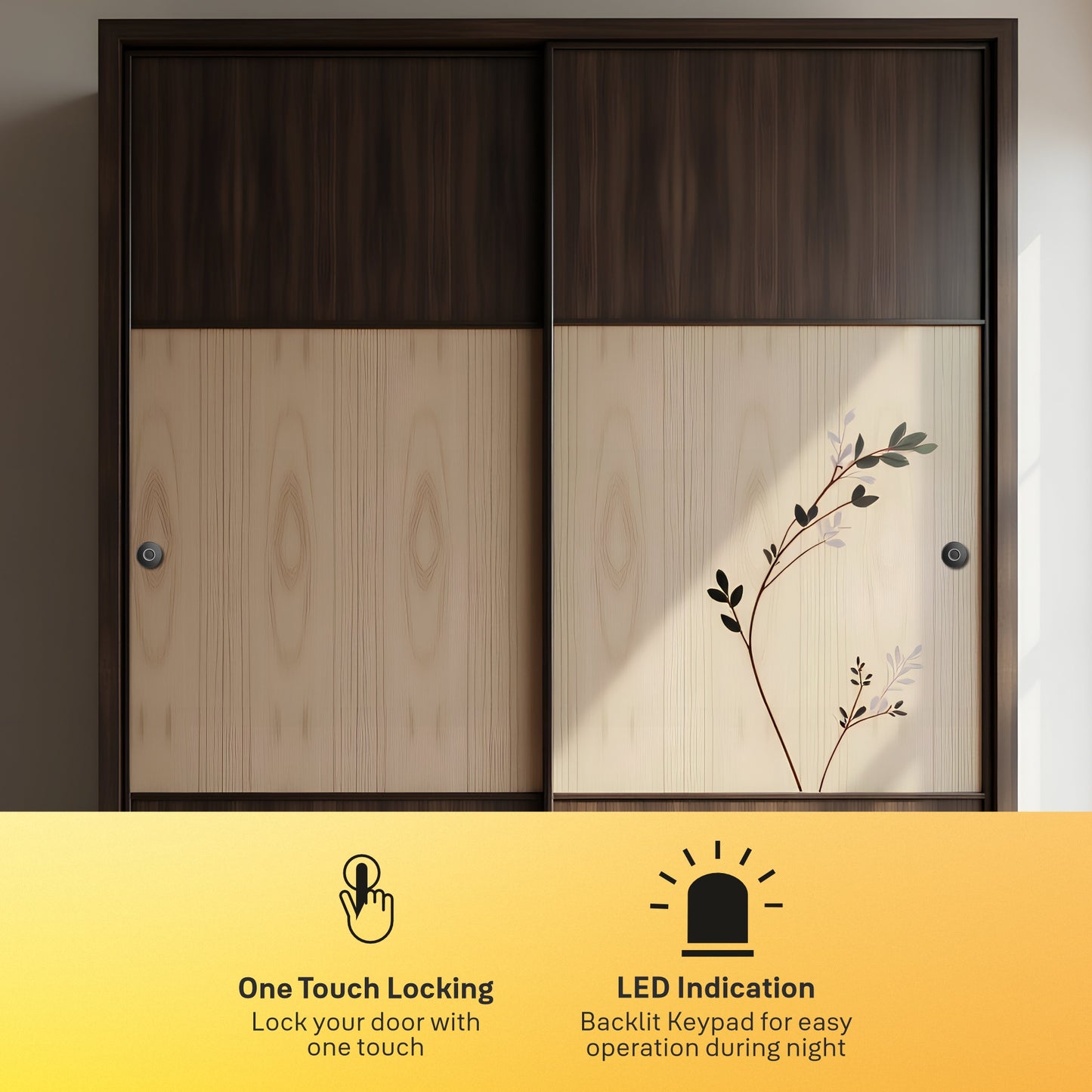 Yale YLDRPSL Biometric Smart Premium Sliding Wardrobe Lock (Black) Pack of 2