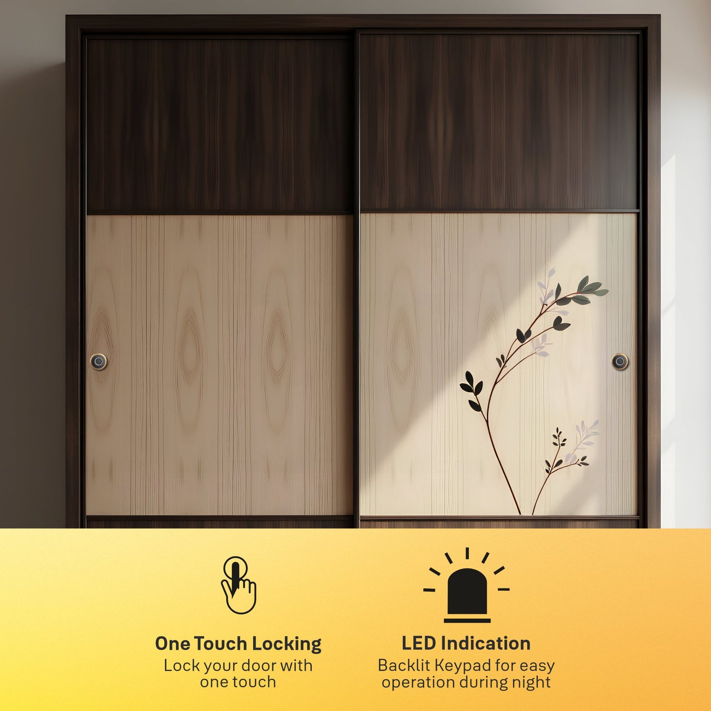 Yale Sliding Wardrobe Digital fingerprint lock in rose gold color one touch unlocking