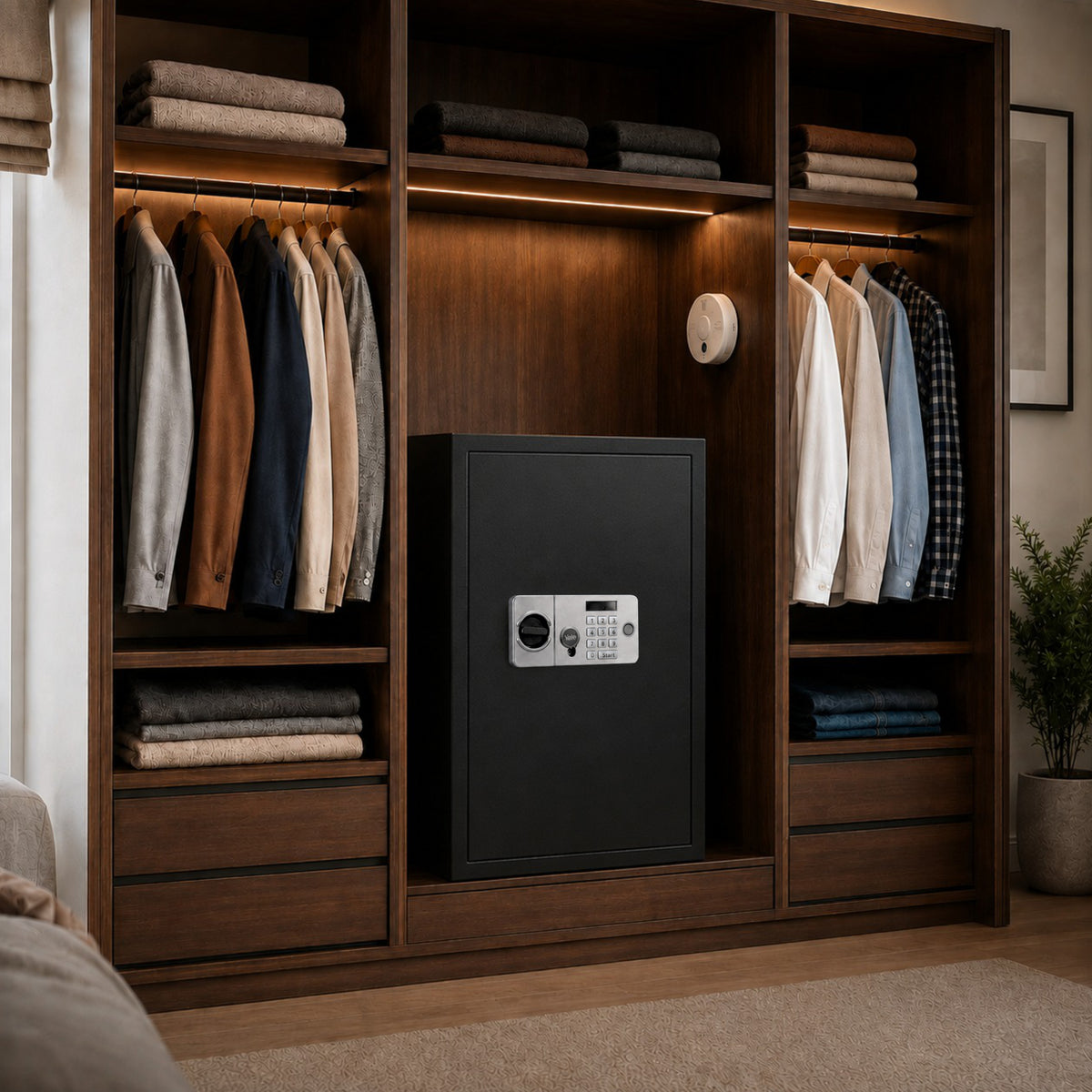 Yale Velar 580 Digital Fire safe locker with fingerprint, PIN, manual key, 30Mins Fire rated, Black