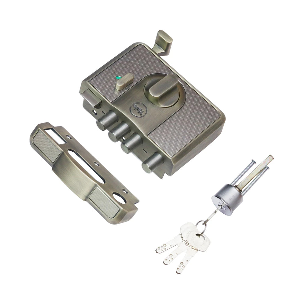 CBR-Cinco 500,Latch & DeadBolt Main Door Lock, Knob Inside, Antique Brass