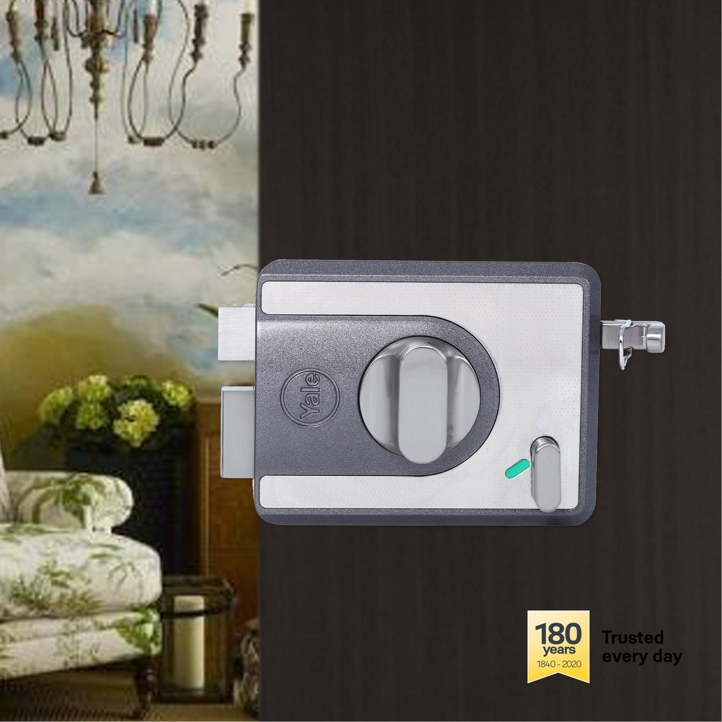 CBS-Cinco Stark Series Premium Rim Main Door Lock , Knob Inside, Grey