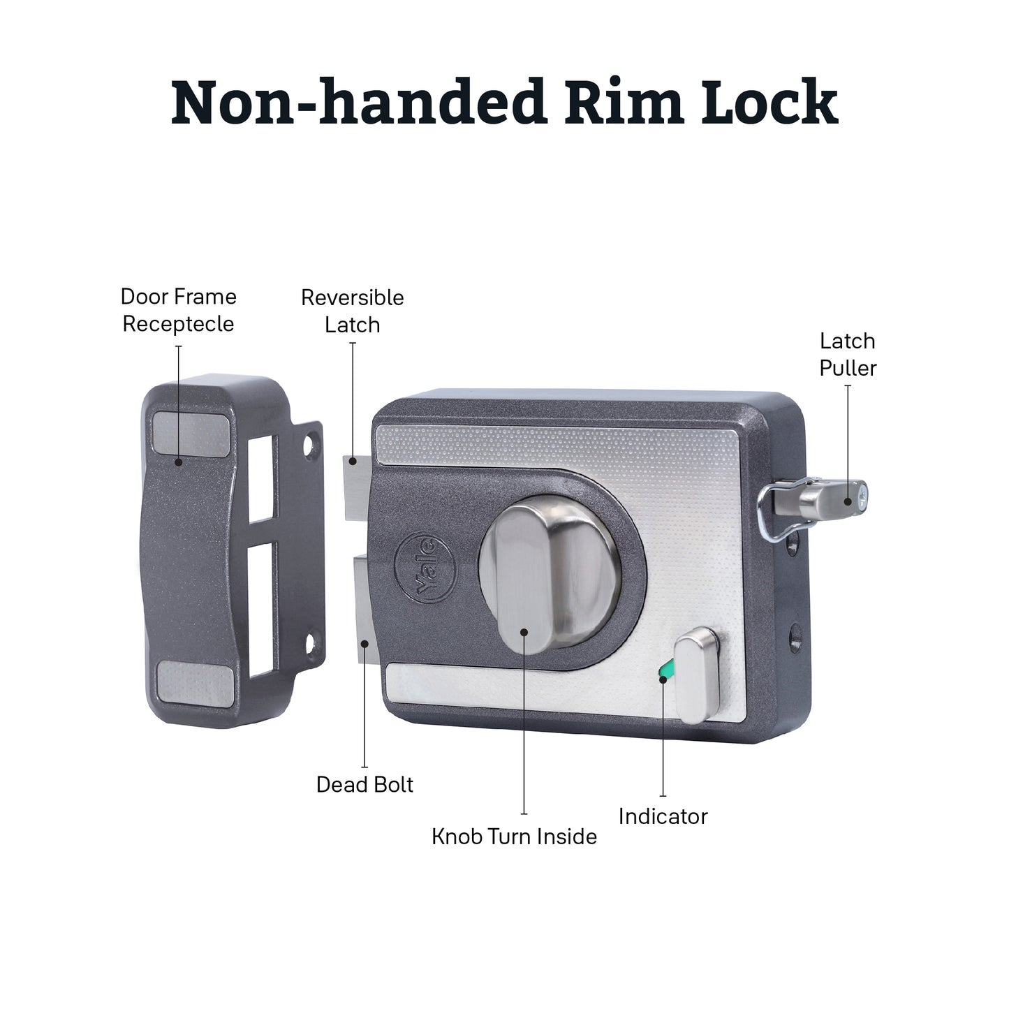 CBS-Cinco Stark Series Premium Rim Main Door Lock , Knob Inside, Grey